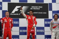 Podium Grote Prijs van Frankrijk 2008 - Kimi Räikkönen - Felipe Massa - Jarno Trulli